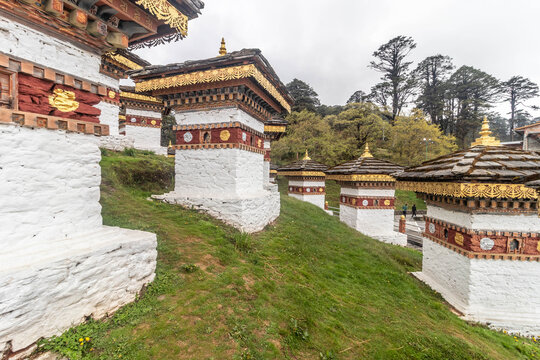 108 memorial chortens at Dochula Pass, Bhutan