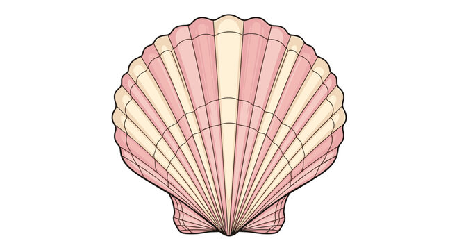 A beautiful and intricately detailed seashell with soft pink and cream striped patterns elegantly displays its natural ocean beauty.