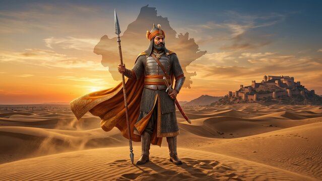 Maharana Pratap Desert King of Mewar Sunset Scene