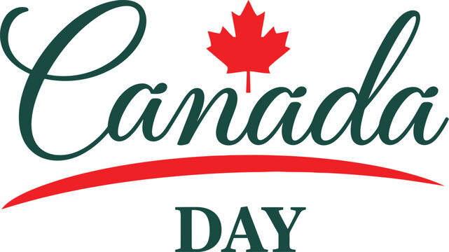 Canada day celebration festive logo with maple leaf and red design