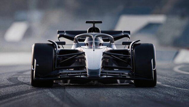 Sleek Modern Formula Race Car on Asphalt Track in Soft Morning Light Emphasizing Aerodynamics