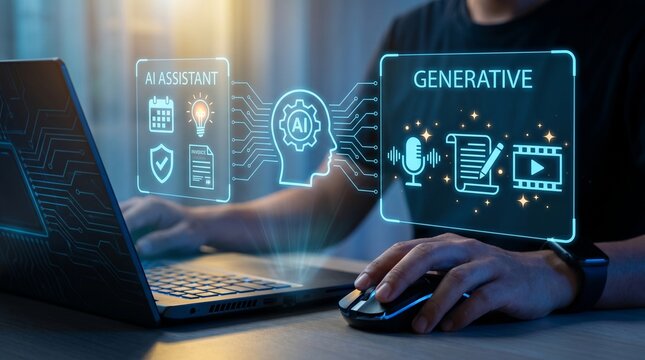 Ai assistant and generative ai technology concept