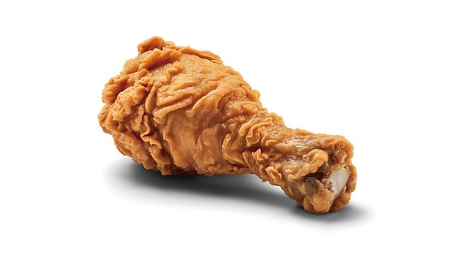 Crispy fried chicken leg on white background, delicious food