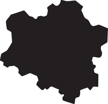Black silhouette map of the administrative region of North Rhine-Westphalia Germany isolated on white background vector illustration for geography and travel