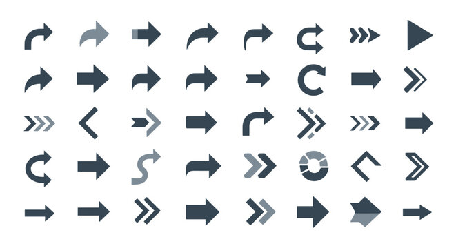 Collection of various black arrow icons in different styles