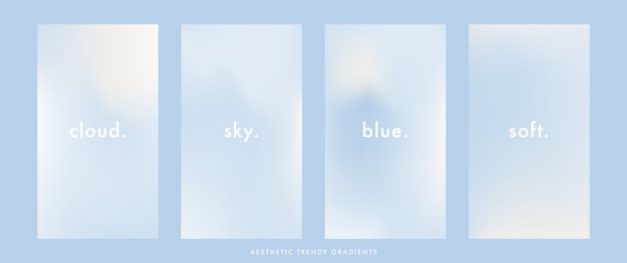 Aesthetic pastel mesh gradient background inspired by sky and clouds with soft light diffusion. Airy minimal texture for lifestyle content, covers, posters, modern visual identity. Vector illustration © Mariia