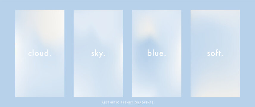 Aesthetic pastel mesh gradient background inspired by sky and clouds with soft light diffusion. Airy minimal texture for lifestyle content, covers, posters, modern visual identity. Vector illustration