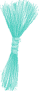 Turquoise braided string against white background with copy space