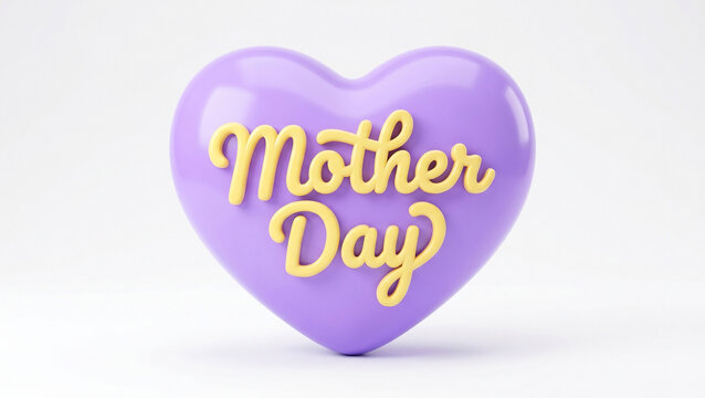 Mother Day Purple Heart 3D Typography Design