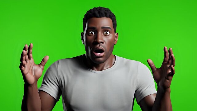 Man Expressing Shock and Surprise with Wide Eyes and Open Mouth.