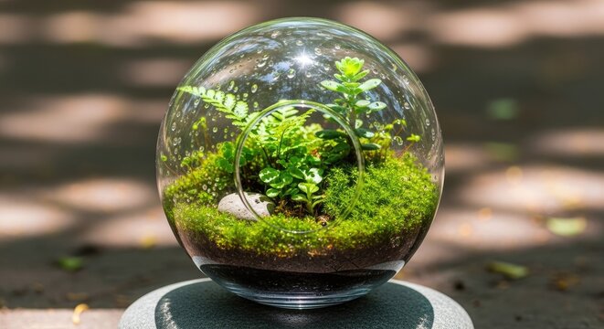 Enchanting glass orb terrarium a miniature world within a spherical garden