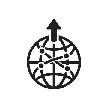 Global network connection with upward growth arrow concept