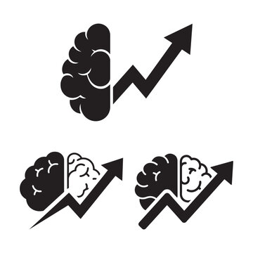Brain development with growth arrow intelligence improvement concept