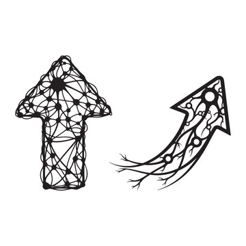 Abstract upward arrow with network structure growth concept