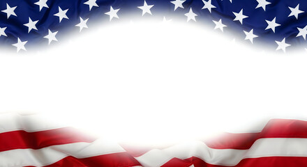 Obraz premium American flag waving on porch for Flag Day celebration in sunny suburban home with lush greenery