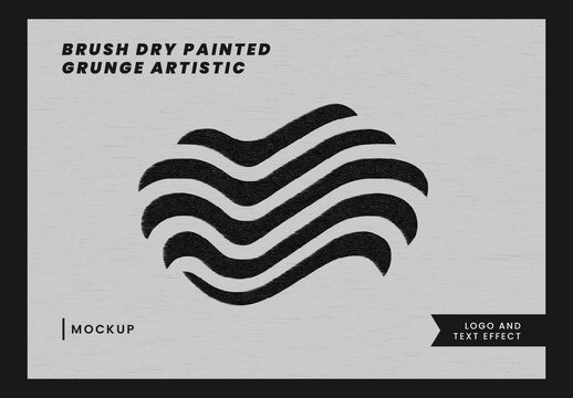 Brush Dry Painted Grunge Artistic Logo And Text Effect Mockup