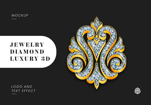 Jewelry Diamond Luxury 3D Logo And Text Effect Mockup