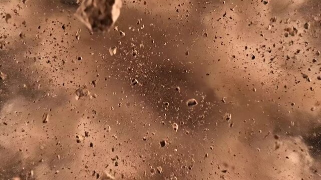 Brown soil with small rocks and debris.