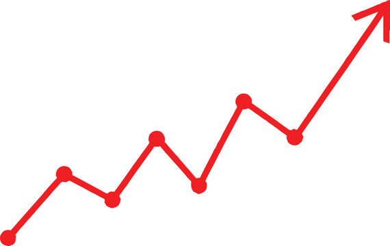 Red line graph going up Vector