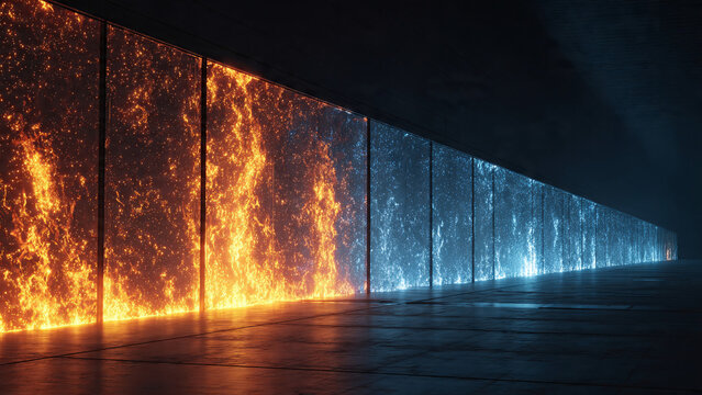 Massive Digital Firewall Wall with Futuristic Cyber Security Protection Concept