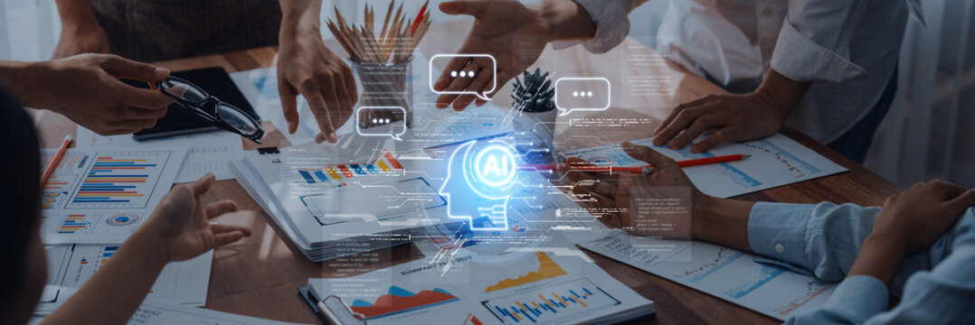 Artificial intelligence AI virtual assistant chatbot automates search and report with conversational chat support data for teams. LLM AI deep learning use generative AI for work support. NLP. Corpus