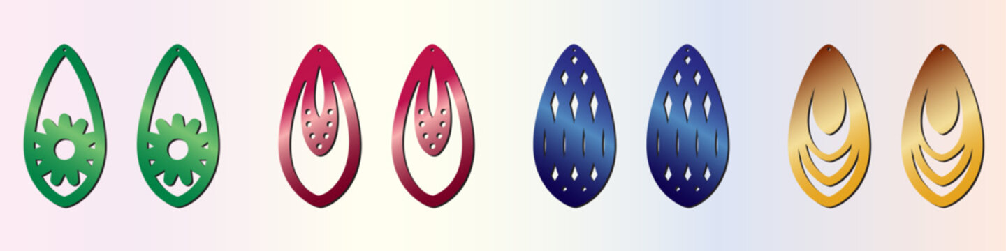 Elegant teardrop earrings laser cut file with minimal design. SVG template perfect for CNC, plotter and DIY jewelry making projects.