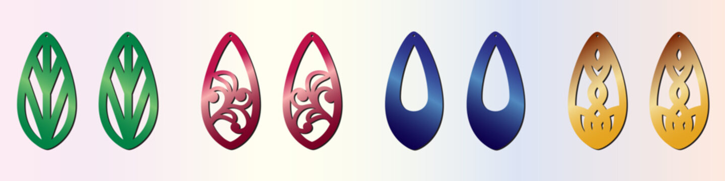 Teardrop earrings laser cut template in vector format. Perfect SVG file for CNC, Cricut and Glowforge, ideal for DIY jewelry, wood, acrylic and leather crafting.