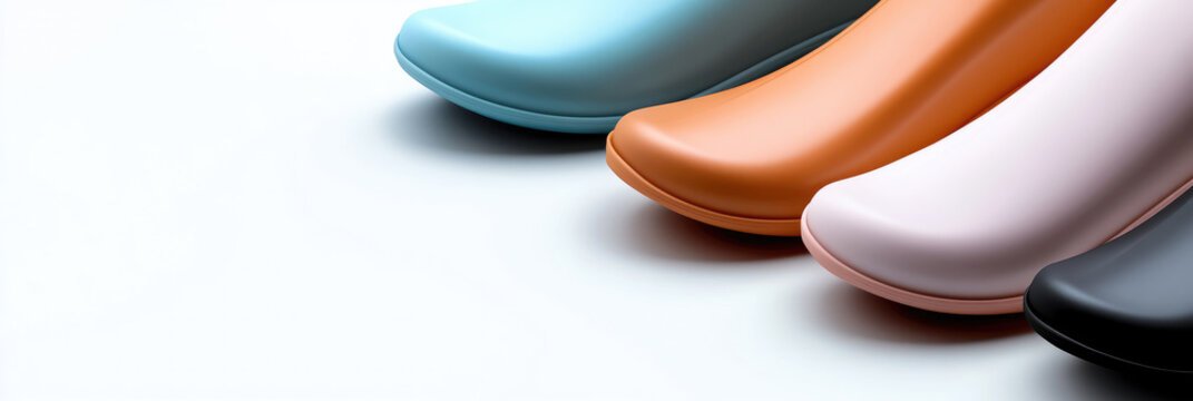 Colorful silicone shoe covers in a row, offering waterproof protection and practicality for urban commuting, rain, and keeping shoes clean and dry in wet conditions