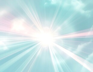 Obraz premium Bright Sunlight Shining Through Blue Sky.