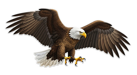 Obraz premium American bald eagle with spread wings and sharp talons standing strong majestic bird transparent background