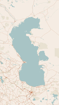 Modern minimalist vector map of the Caspian Sea. High-quality SVG illustration of the coastline covering Azerbaijan, Kazakhstan, Russia, Turkmenistan, and Iran for design projects.