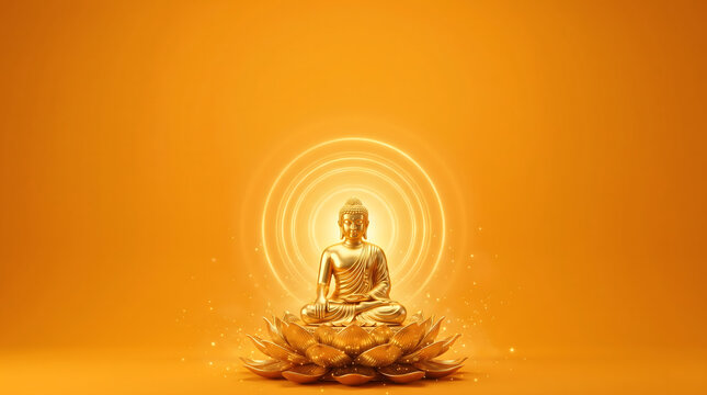 Happy Buddha Purnima, Vesak Day background with Meditating Buddha Statue