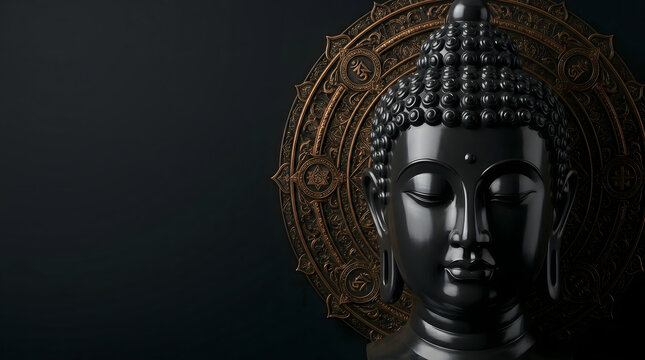 Happy Buddha Purnima, Vesak Day background with Meditating Buddha Statue