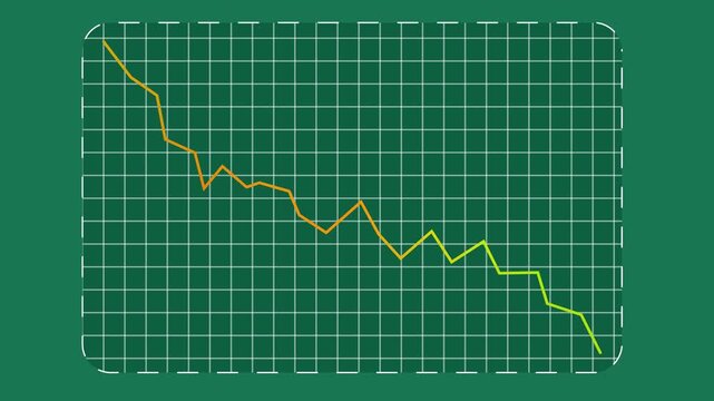 graph chart business progress up and down on a dark teal grid background chart line curve Business Success growth graph animation