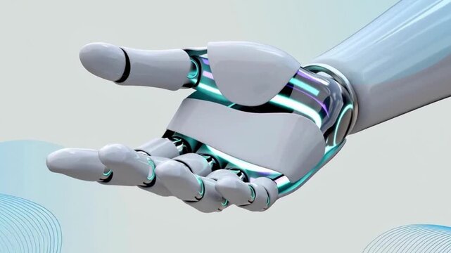 Realistic Sci Fi Humanoid Robot Hand Artificial Intelligence Driven Technology Futuristic Robotic Hand Close Up Advanced Digital Innovation Animation