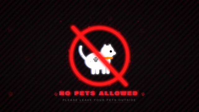 No pets allowed prohibition sign with red warning symbol and dog icon on dark background