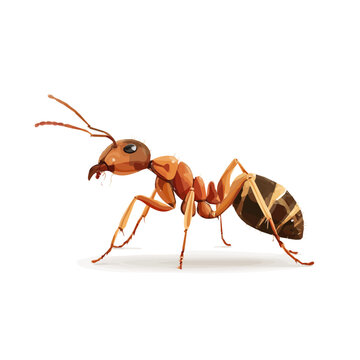 Flat 2D minimalist illustration of a Ant, modern vector design with white background.