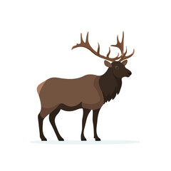 Fototapeta premium Modern flat 2D vector illustration of a Elk, minimal design style on a white background.
