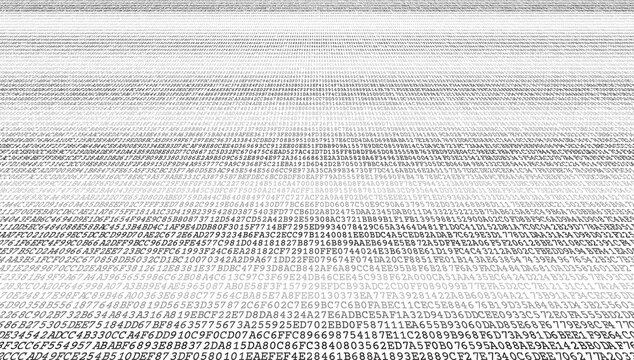 Binary Flux - Minimalist Digital Data Stream and Symbol Distribution. Perspective.
