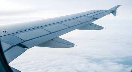 Obraz premium Airplane wing isolated on transparent background a view from the window