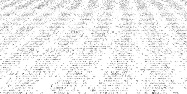 Fragmented Logic - Distorted Binary Stream and Scattered Digital Symbol Distribution. Perspective.