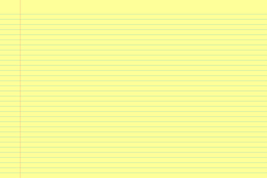 Yellow lined notebook paper background with margin line