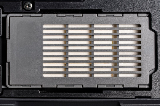 Maintenance box compartment in modern inkjet printer. Printer maintenance box or waste ink absorber compartment. Concept of office equipment servicing hardware repair and technical maintenance