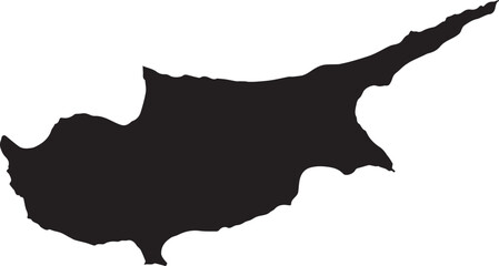 Black silhouette map of cyprus island isolated on transparent background, Vector, illustration © Rijvi