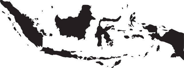 Black silhouette map of indonesia on white background isolated on transparent background, Vector, illustration © Rijvi