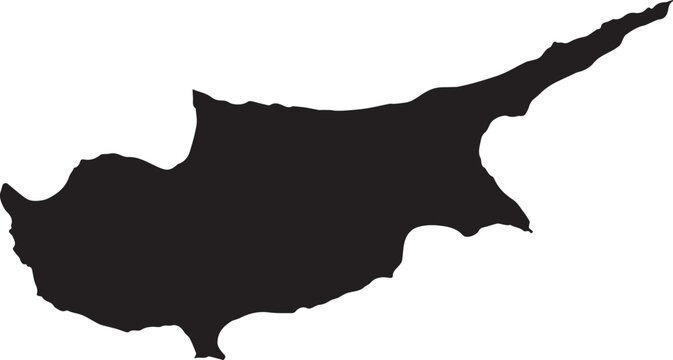 Black silhouette map of cyprus island isolated on transparent background, Vector, illustration
