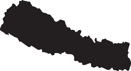 Black silhouette map of nepal isolated on transparent background, Vector, illustration © Rijvi