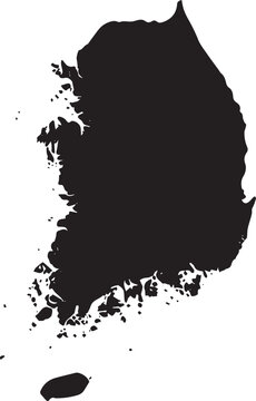 Black silhouette map of south korea isolated on transparent background, Vector, illustration