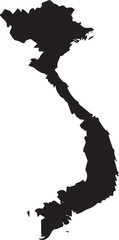 Black silhouette map of vietnam isolated on transparent background, Vector, illustration © Rijvi