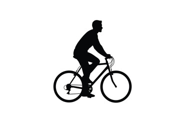 Fototapeta premium A cyclist rides a bicycle depicted in a striking black silhouette